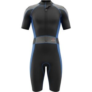 Tilos Titanium Escape II Wetsuit Mens Large 2/2mm Neoprene Shorty Black Blue